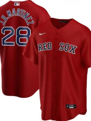 Men's Boston Red Sox #28 J.D. Martinez Red Cool Base Stitched Jersey