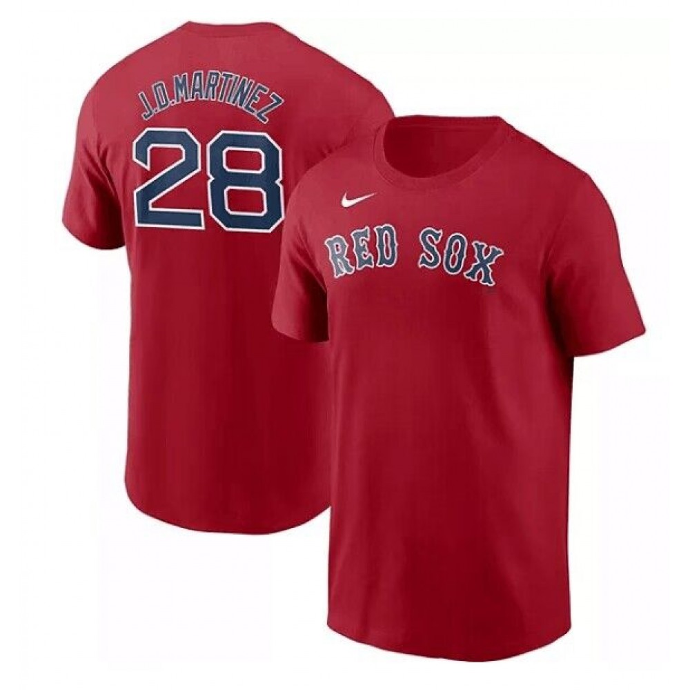 Men’s Boston Red Sox #28 J.D. Martinez Red T-Shirt