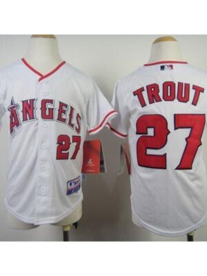 Angels #27 Mike Trout White Cool Base Stitched Youth MLB Jersey