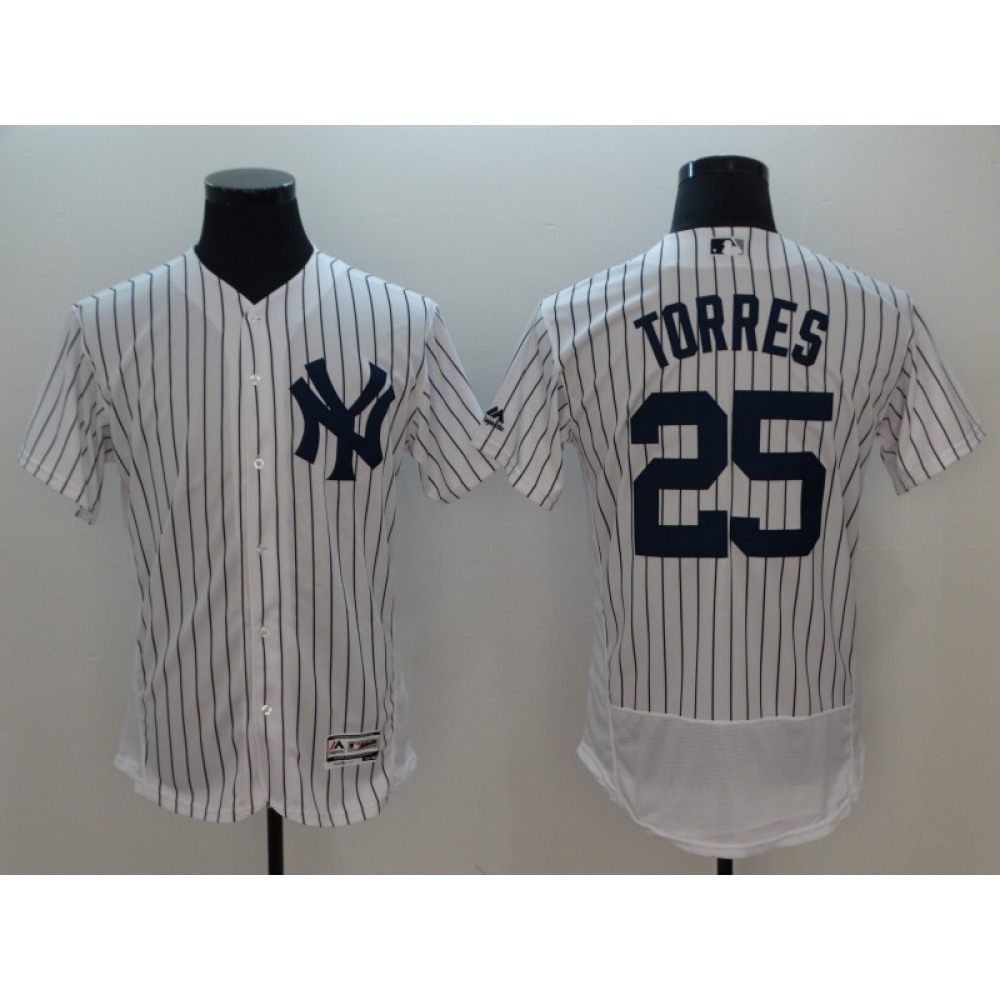 Men’s MLB New York Yankees #25 Gleyber Torres White Flexbase Player Stitched Jersey