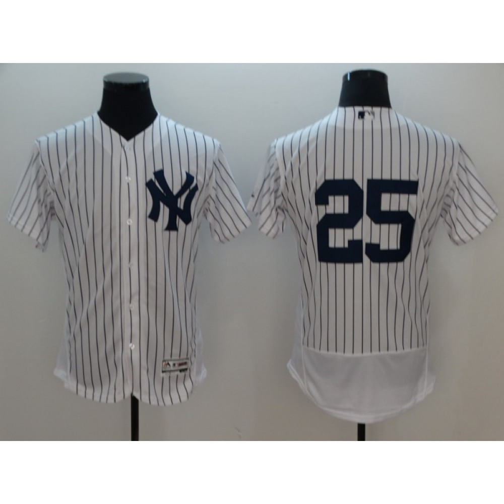 Men’s MLB New York Yankees #25 Gleyber Torres White Flexbase Stitched Jersey