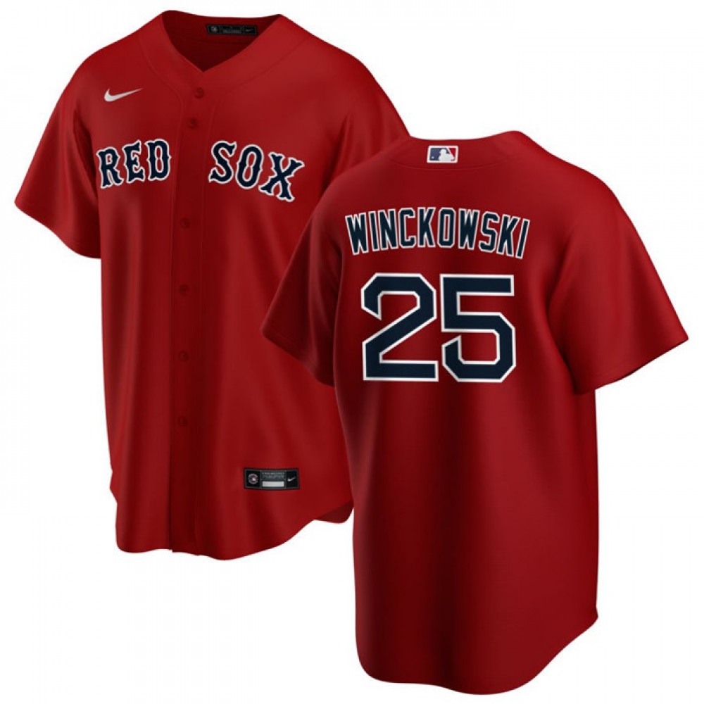 Men’s Boston Red Sox #25 Josh Winckowski Red Cool Base Stitched Baseball Jersey