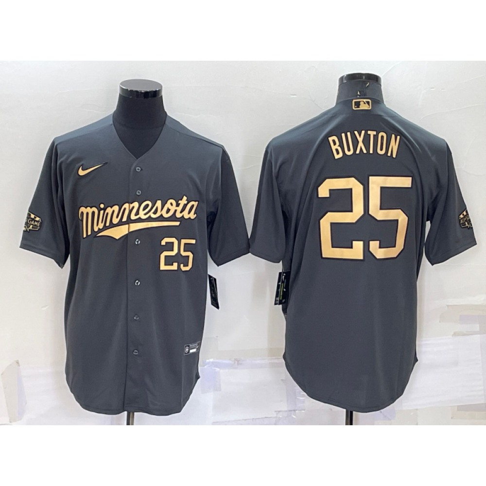 Men’s Minnesota Twins #25 Byron Buxton 2022 All-Star Charcoal Cool Base Stitched Baseball Jersey