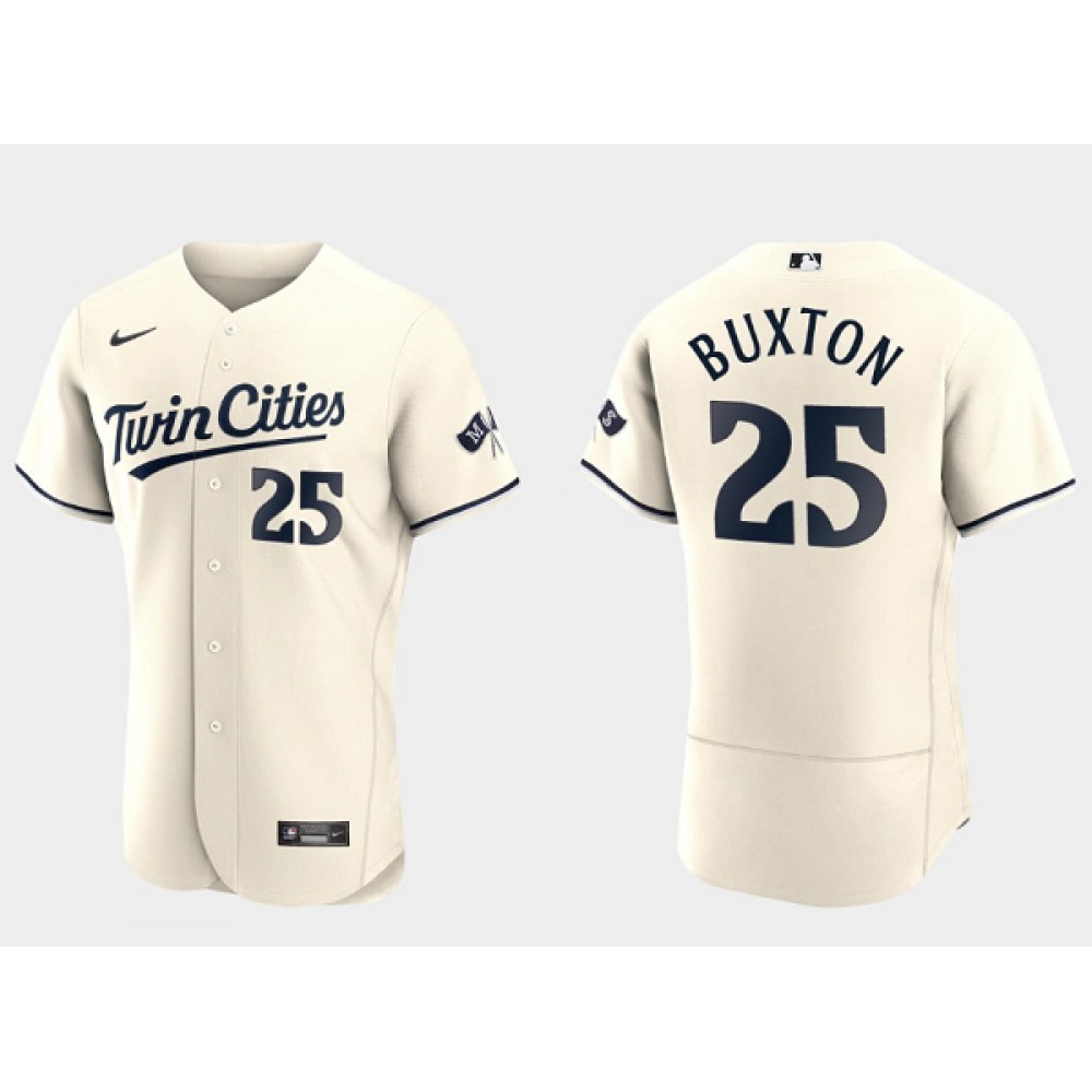 Men’s Minnesota Twins #25 Byron Buxton 2023 Cream Flex Base Stitched Jersey