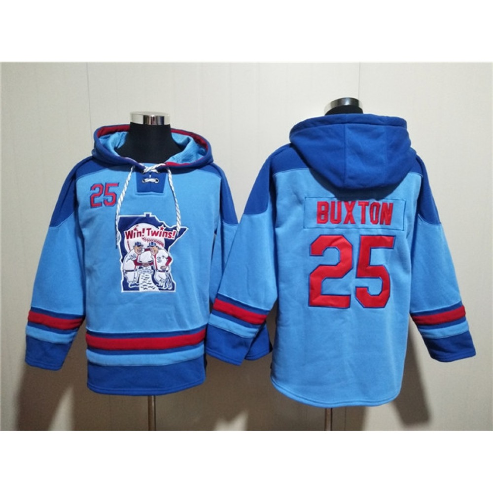 Men’s Minnesota Twins #25 Byron Buxton Blue Ageless Must-Have Lace-Up Pullover Hoodie