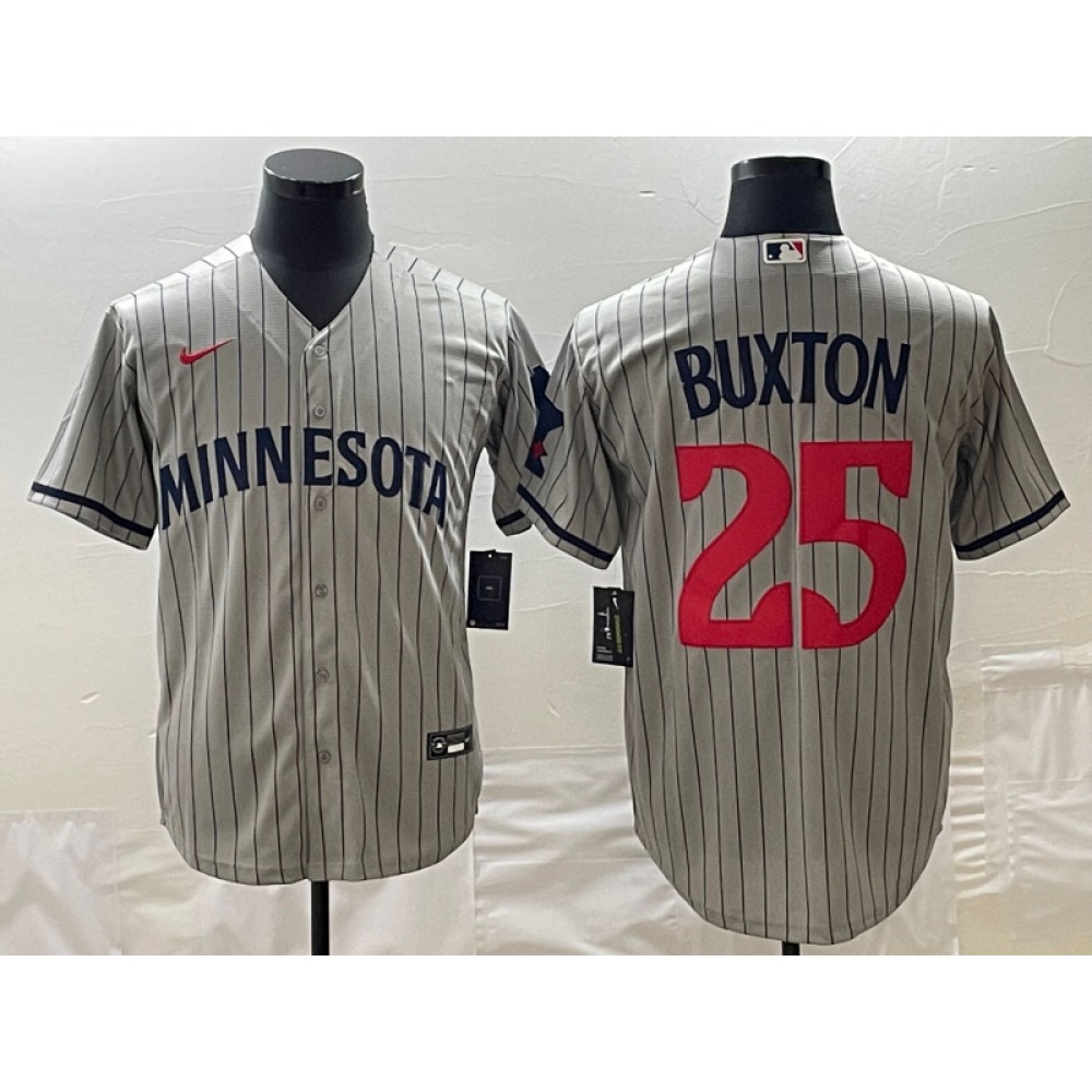 Men’s Minnesota Twins #25 Byron Buxton Grey Cool Base Stitched Jersey