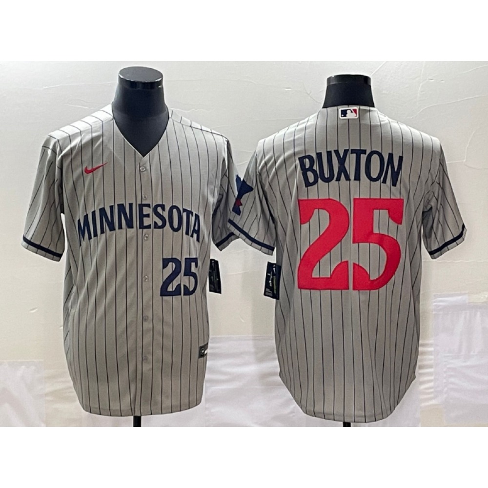 Men’s Minnesota Twins #25 Byron Buxton Grey Cool Base Stitched Jersey