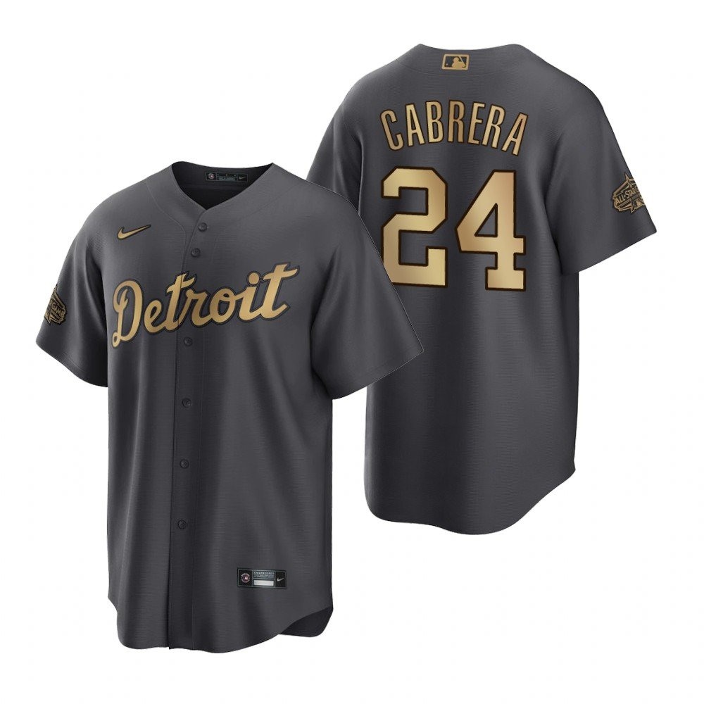Men’s Detroit Tigers #24 Miguel Cabrera 2022 All-star Charcoal Cool Base Stitched Jersey