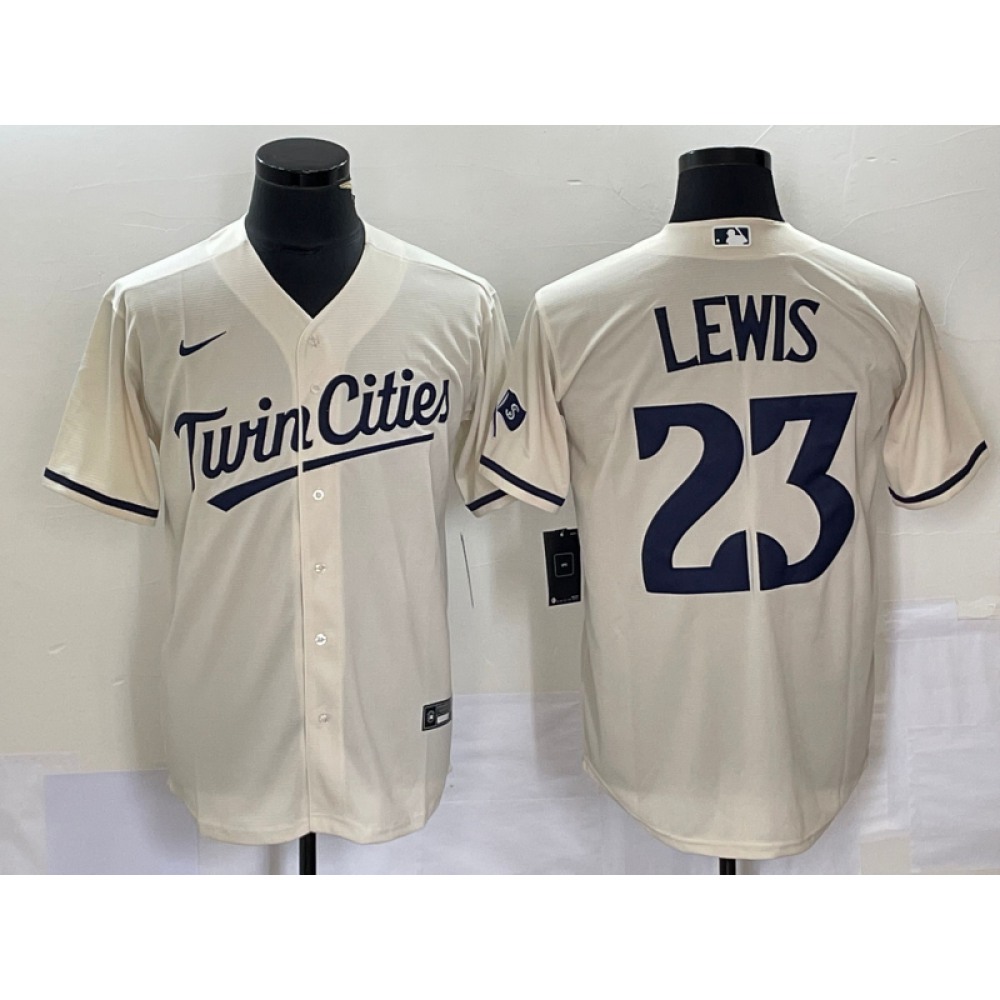 Men’s Minnesota Twins #23 Royce Lewis Cream Cool Base Stitched Baseball Jersey