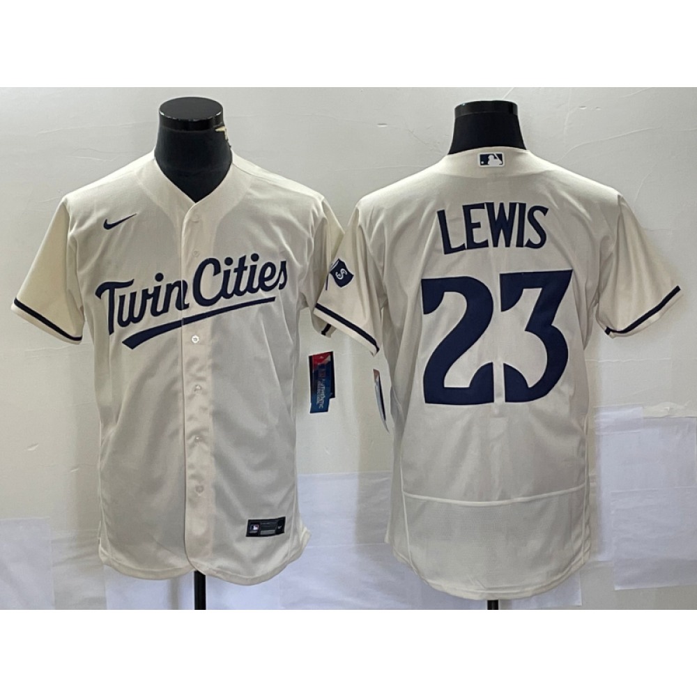 Men’s Minnesota Twins #23 Royce Lewis Cream Flex Base Stitched Baseball Jersey