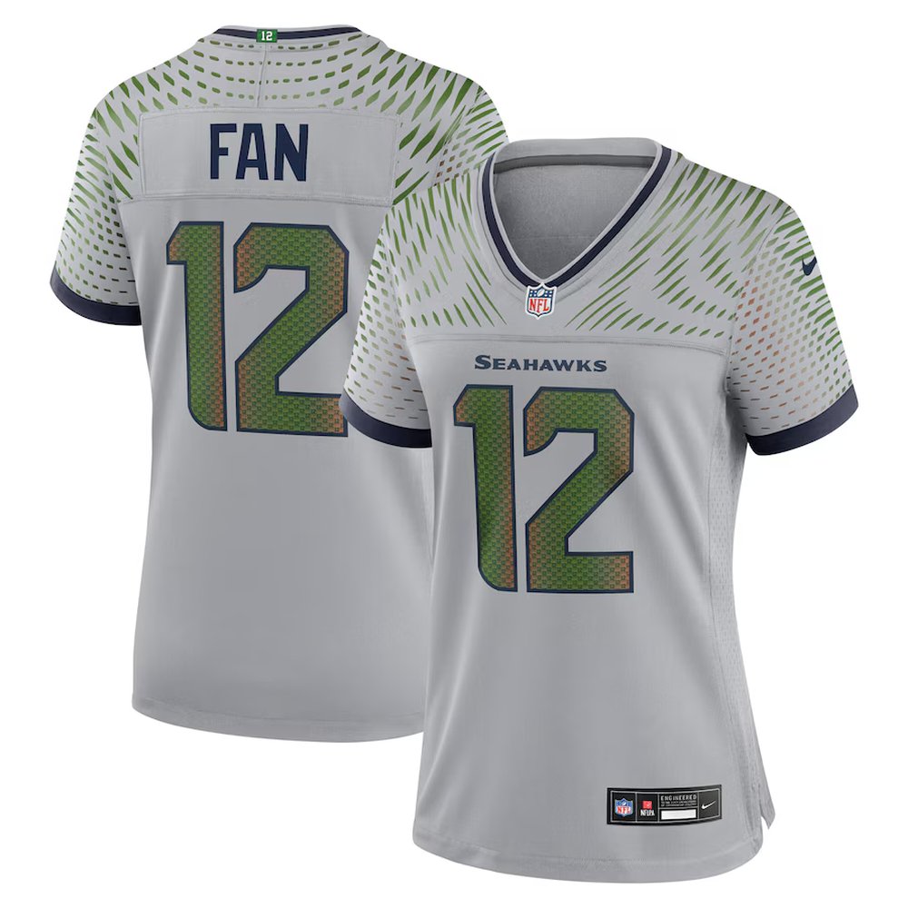 Women’s Seattle Seahawks #12 Fan Gray Rivalries Collection Game Jersey