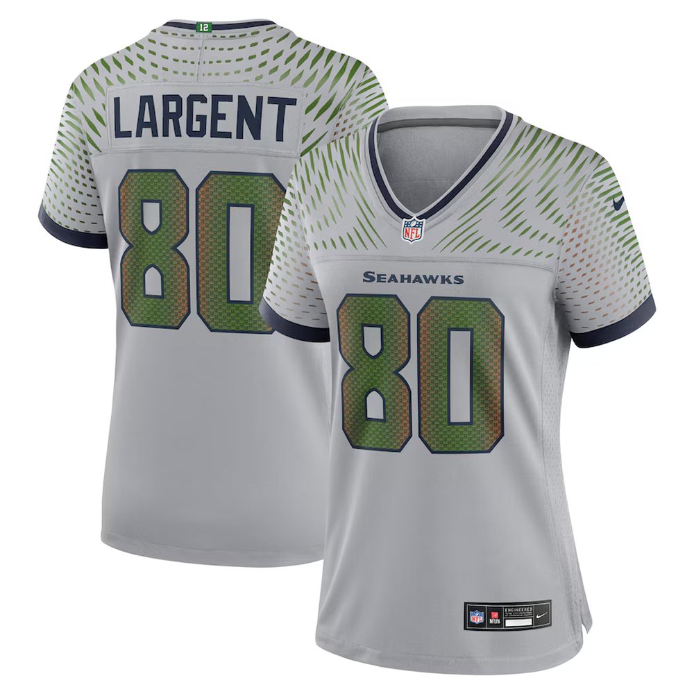Women’s Seattle Seahawks #80 Steve Largent Gray Rivalries Collection Game Jersey