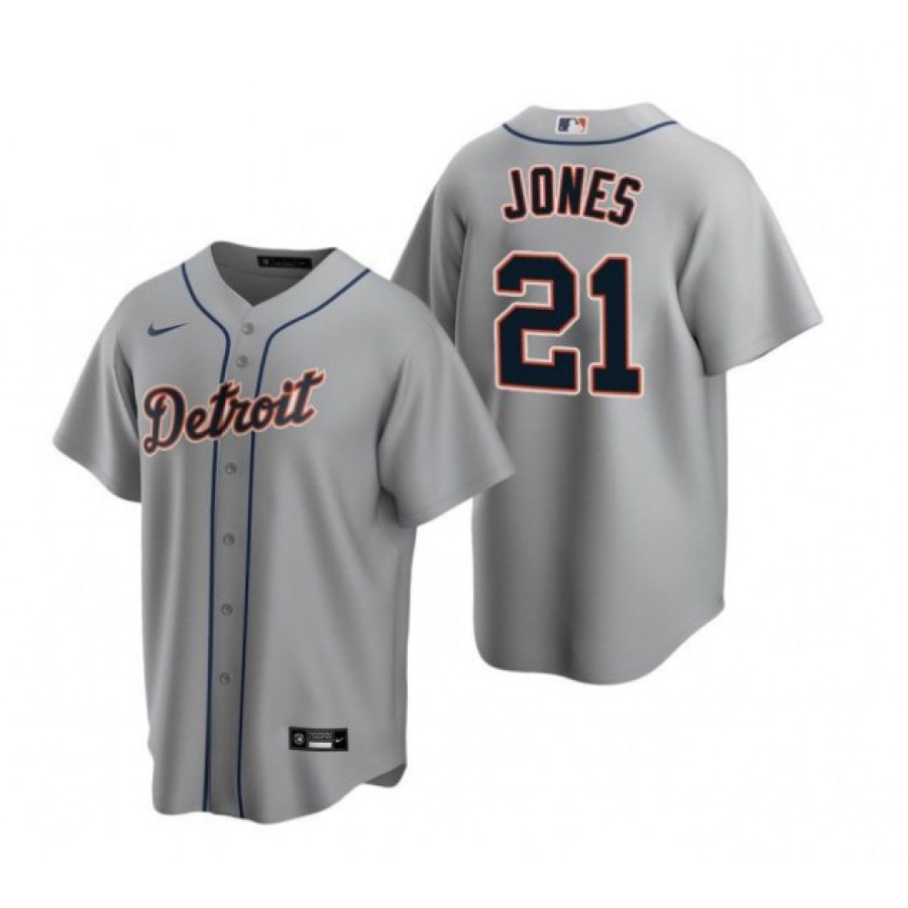 Men’s Detroit Tigers #21 Jacoby Jones Grey Cool Base Stitched Jersey