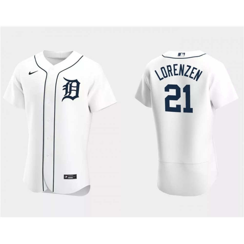 Men’s Detroit Tigers #21 Michael Lorenzen White Flex Base Stitched Jersey