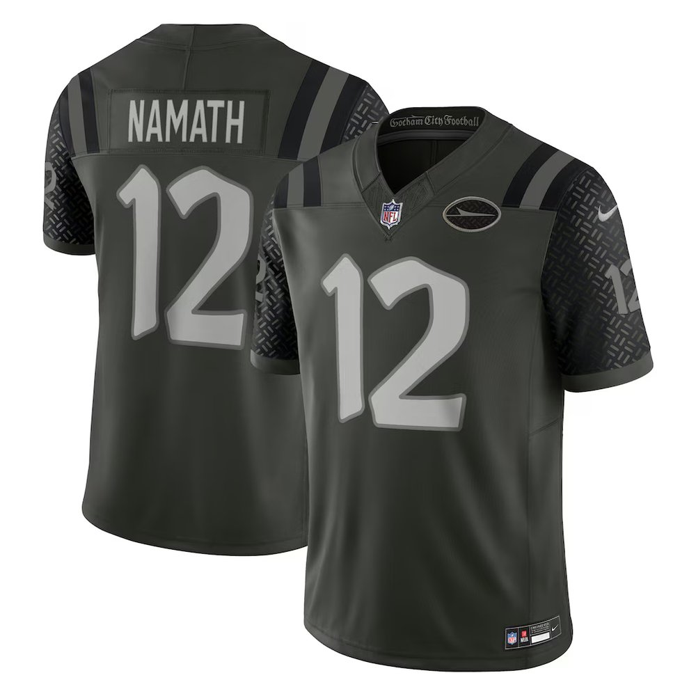 Men’s New York Jets #12 Joe Namath Black Rivalries Collection F.U.S.E. Vapor Limited Stitched Jersey