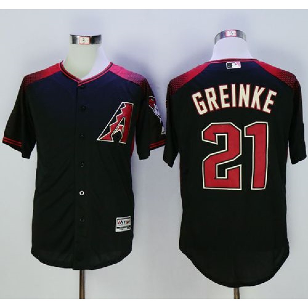 Diamondbacks #21 Zack Greinke Black/Brick New Cool Base Stitched MLB Jersey