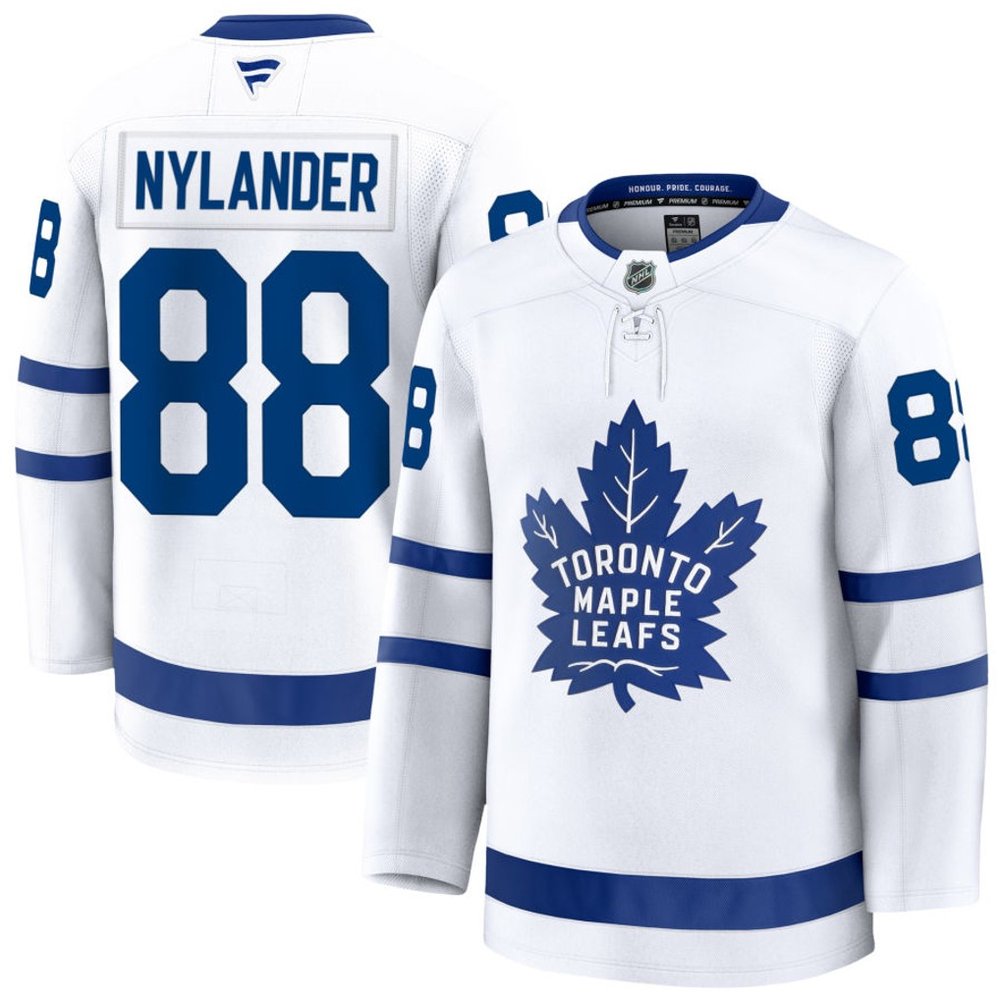 Men’s Toronto Maple Leafs #88 William Nylander White Away Premium Player Jersey