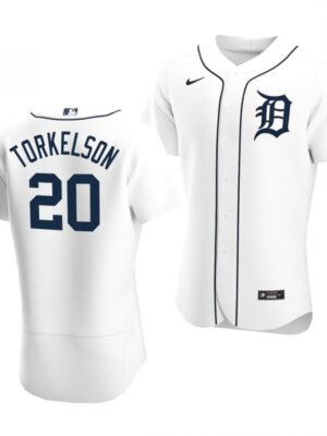 Men's Detroit Tigers #20 Spencer Torkelson White Flex Base Stitched Jersey