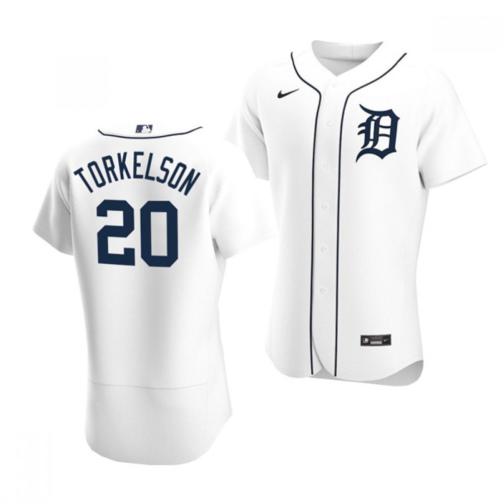 Men’s Detroit Tigers #20 Spencer Torkelson White Flex Base Stitched Jersey