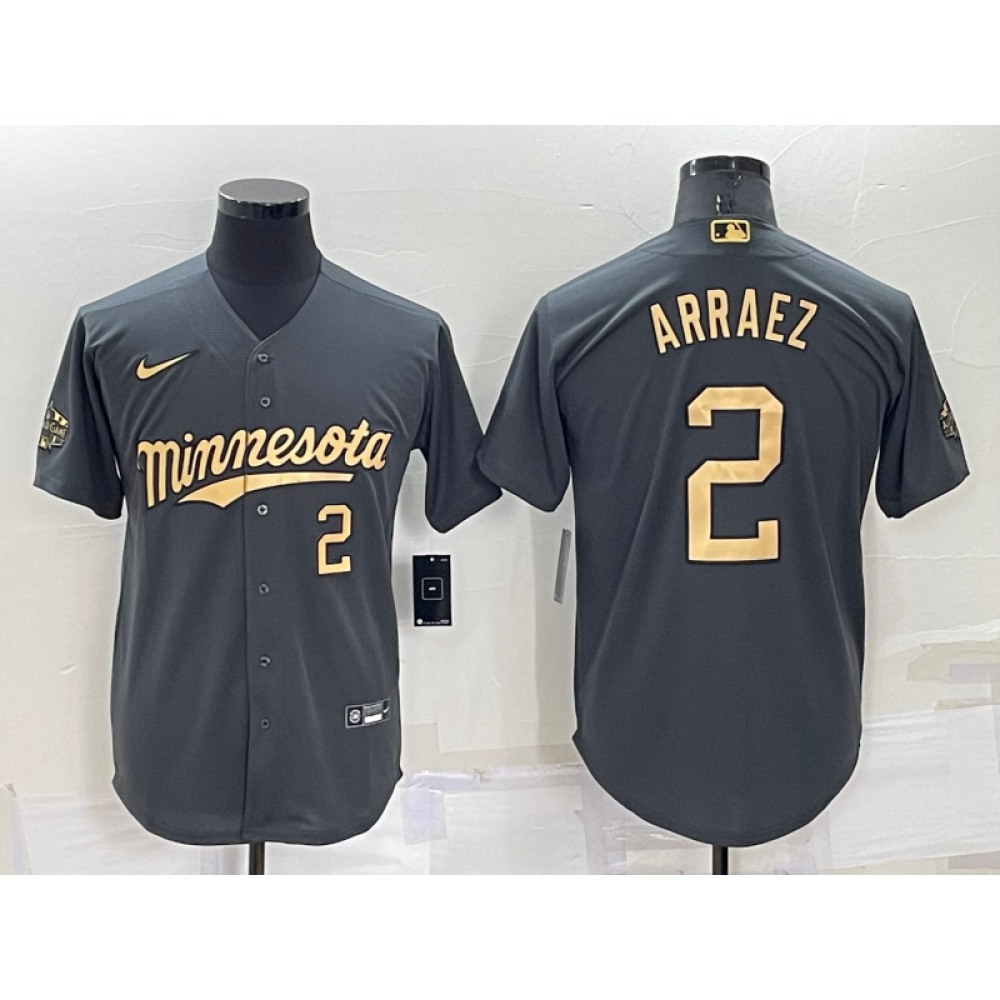 Men’s Minnesota Twins #2 Luis Arraez 2022 All-Star Charcoal Cool Base Stitched Baseball Jersey