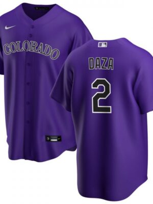 Men's Colorado Rockies #2 Yonathan Daza Purple Stitched Baseball Jersey