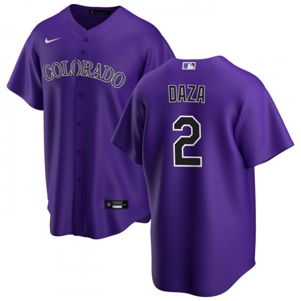 Men’s Colorado Rockies #2 Yonathan Daza Purple Stitched Baseball Jersey