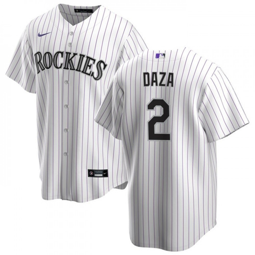 Men’s Colorado Rockies #2 Yonathan Daza White Stitched Baseball Jersey