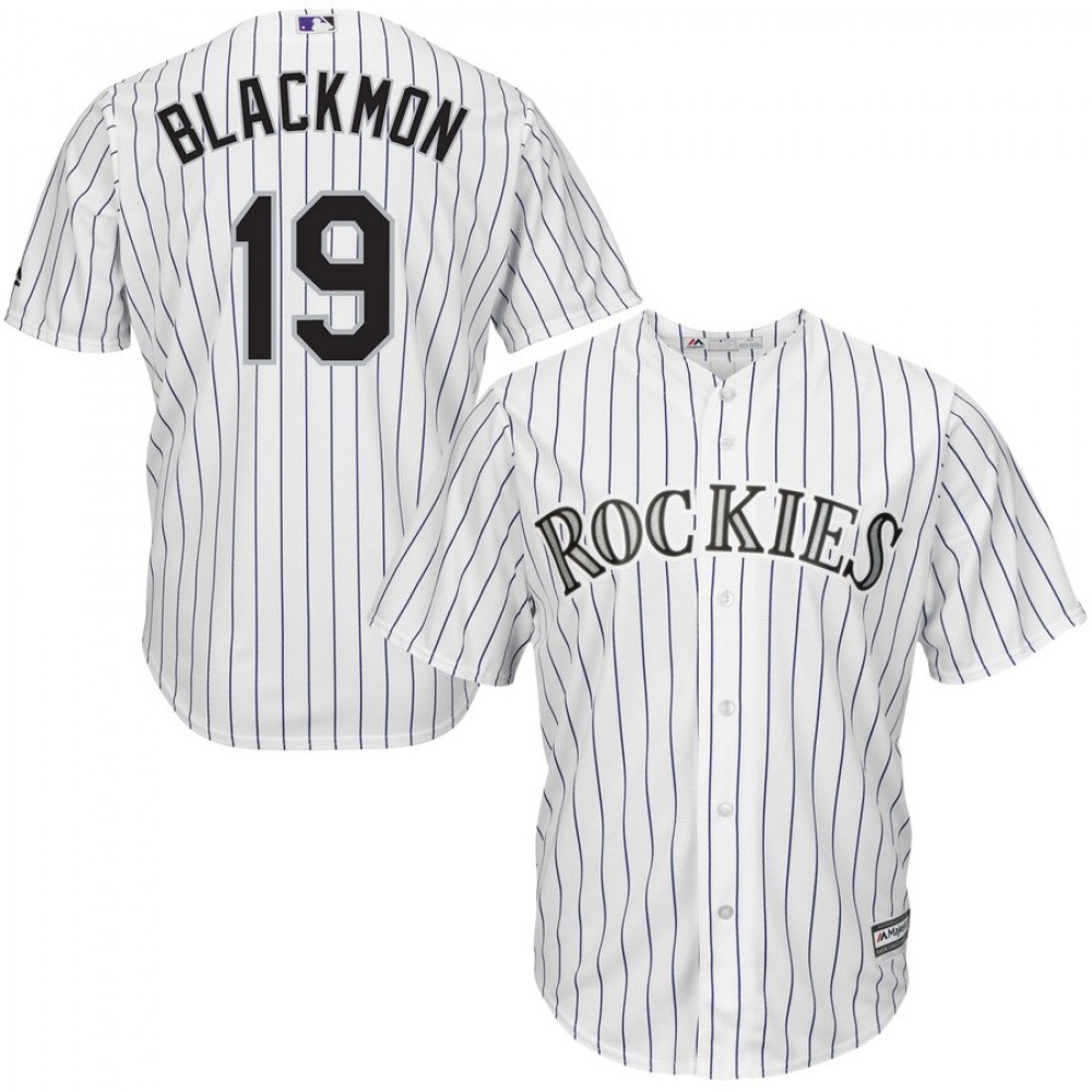Men’s Colorado Rockies #19 Charlie Blackmon White Cool Base Stitched MLB Jersey