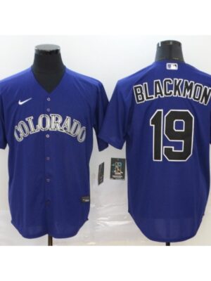 Men's Colorado Rockies #19 Charlie Blackmon Blue Cool Base Stitched MLB Jersey