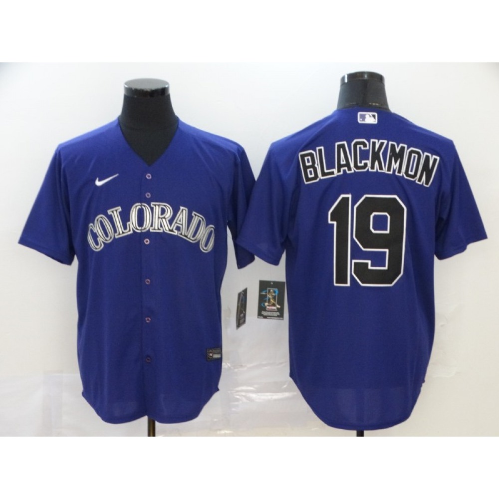 Men’s Colorado Rockies #19 Charlie Blackmon Blue Cool Base Stitched MLB Jersey