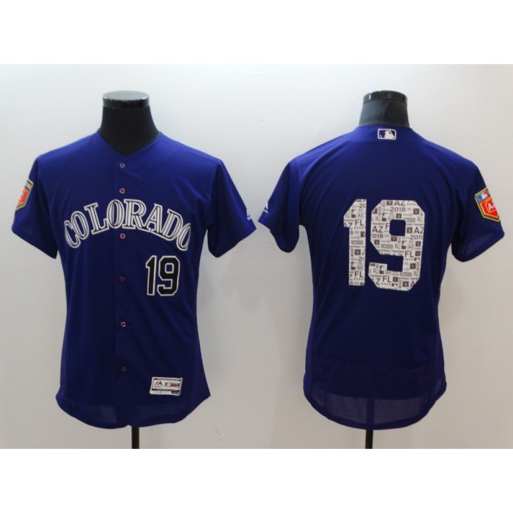 Men’s Colorado Rockies #19 Charlie Blackmon Purple 2018 Spring Training Flexbase Stitched MLB Jersey
