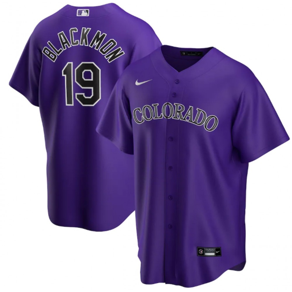 Men’s Colorado Rockies #19 Charlie Blackmon Purple Cool Base Stitched MLB Jersey