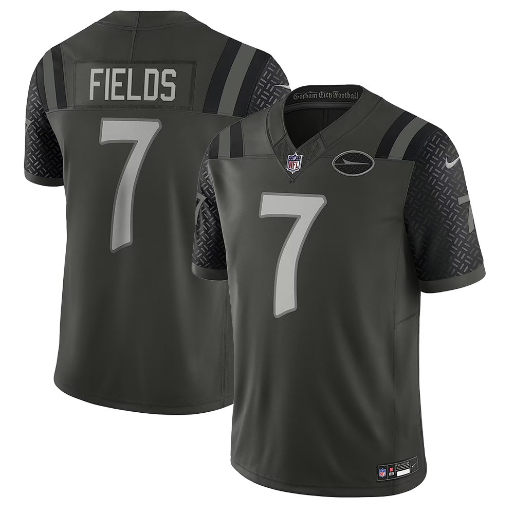 Men’s New York Jets #7 Justin Fields Black Rivalries Collection F.U.S.E. Vapor Limited Stitched Jersey