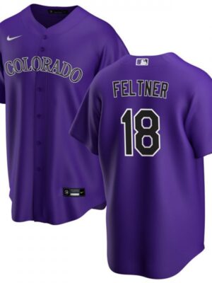 Men's Colorado Rockies #18 Ryan Feltner Purple Stitched Baseball Jersey