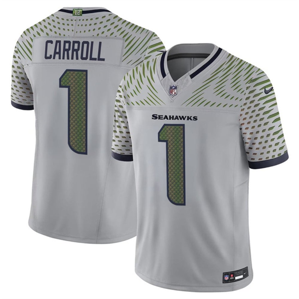 Youth Seattle Seahawks #1 Pete Carroll Gray Rivalries Collection F.U.S.E. Vapor Limited Stitched Jersey