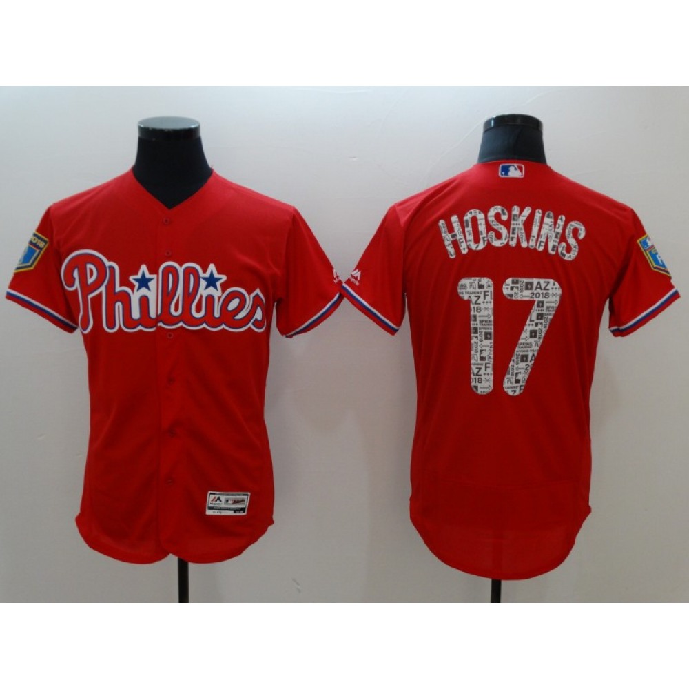 Men’s Philadelphia Phillies #17 Rhys Hoskins Red 2018 Spring Training Flexbase Stitched MLB Jersey