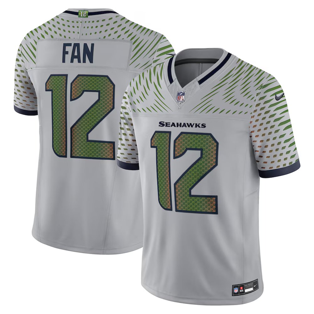 Men’s Seattle Seahawks #12 Fan Gray Rivalries Collection F.U.S.E. Vapor Limited Stitched Jersey