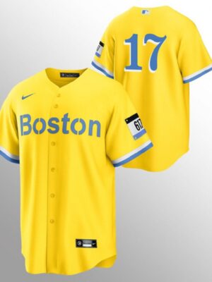 Men's Boston Red Sox #17 Nathan Eovaldi Gold 2021 City Connect Stitched MLB Jersey