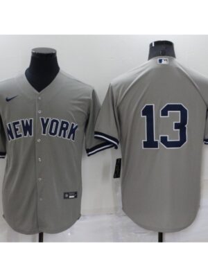 Men's New York Yankees #13 Alex Rodriguez Grey Cool Base Stitched Baseball Jersey