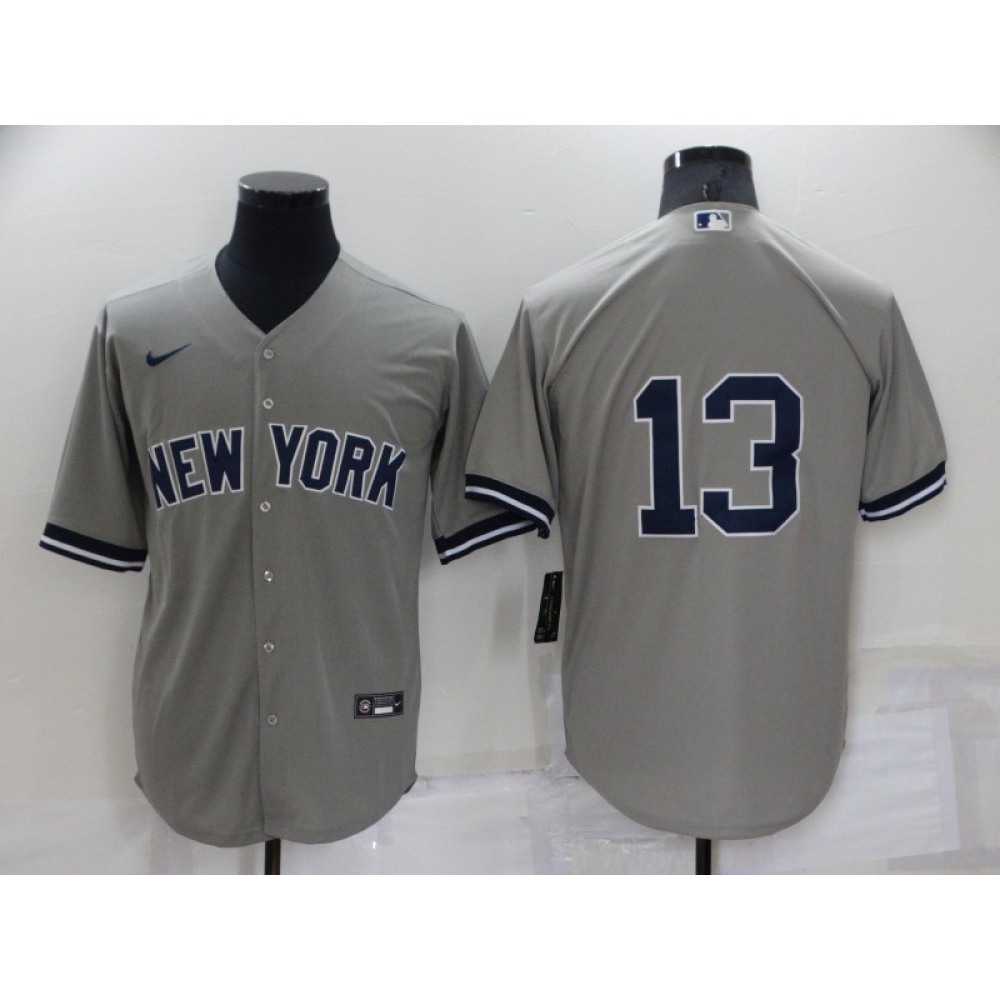 Men’s New York Yankees #13 Alex Rodriguez Grey Cool Base Stitched Baseball Jersey