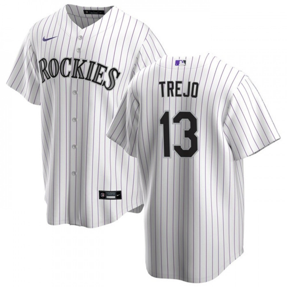 Men’s Colorado Rockies #13 Alan Trejo White Stitched Baseball Jersey