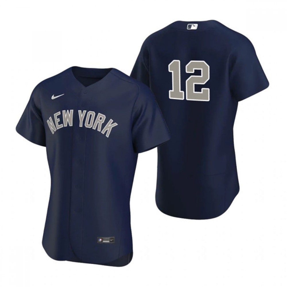 Men’s New York Yankees #12 isiah Kiner-Falefa Navy Flex Base Stitched Jersey