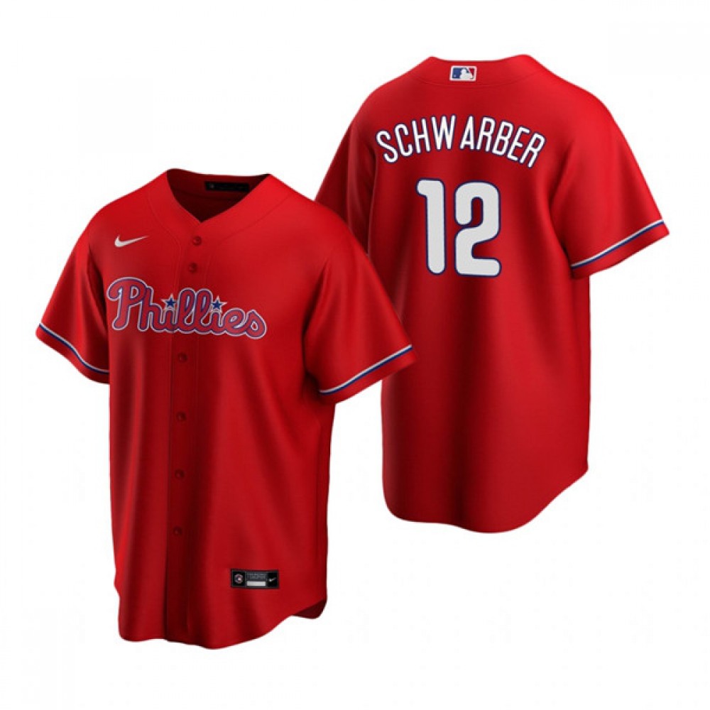 Men’s Philadelphia Phillies #12 Kyle Schwarber Red Cool Base Stitched Jersey