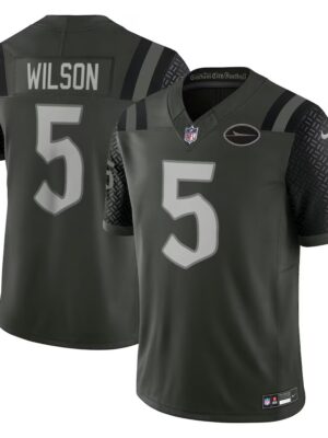 Men's New York Jets #5 Garrett Wilson Black Rivalries Collection F.U.S.E. Vapor Limited Stitched Jersey