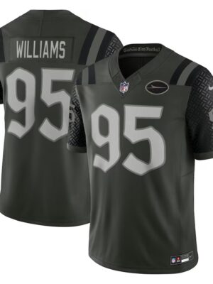 Men's New York Jets #95 Quinnen Williams Black Rivalries Collection F.U.S.E. Vapor Limited Stitched Jersey