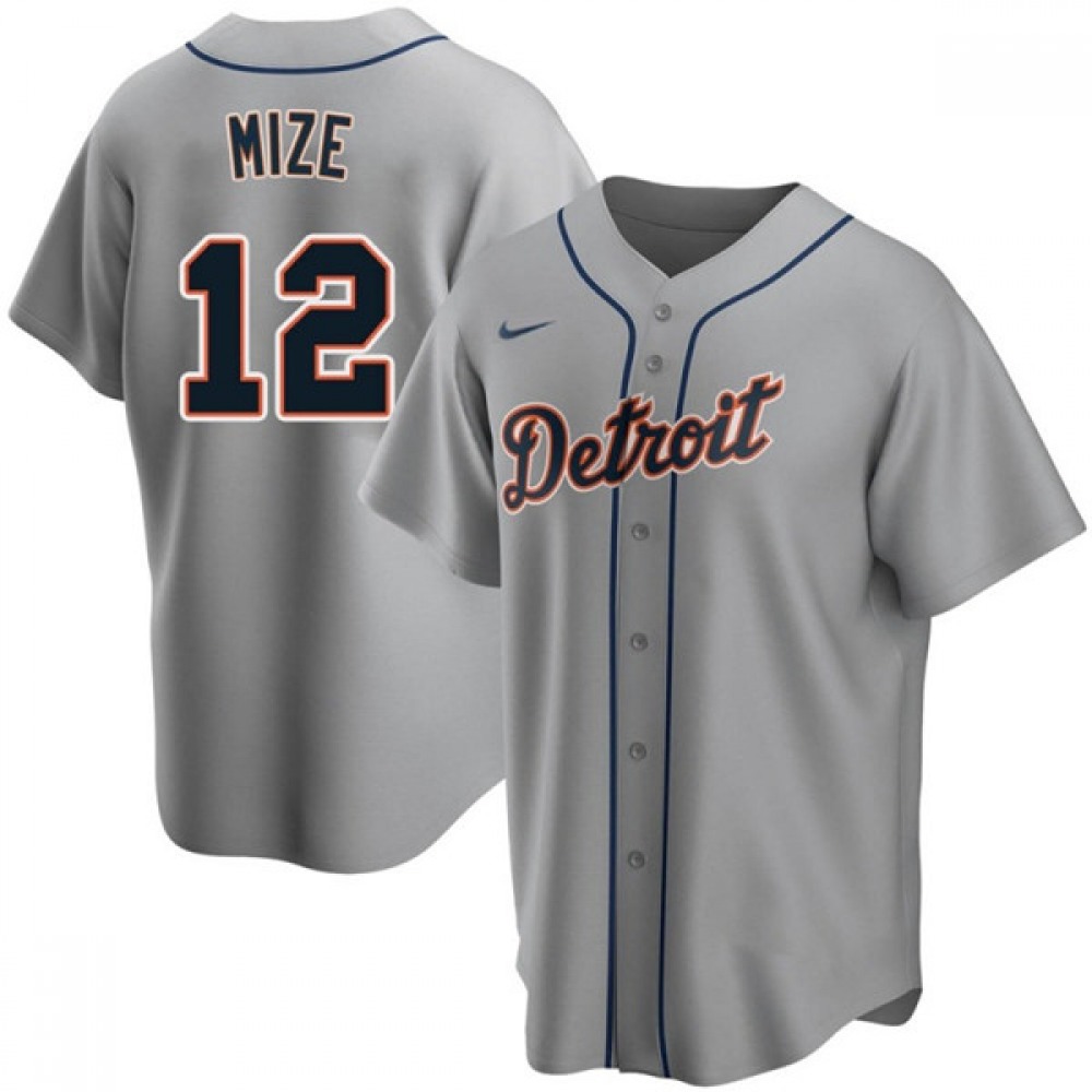 Men’s Detroit Tigers #12 Casey Mize Grey Cool Base Stitched Jersey