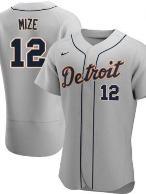 Men's Detroit Tigers #12 Casey Mize Grey Flex Base Stitched Jersey