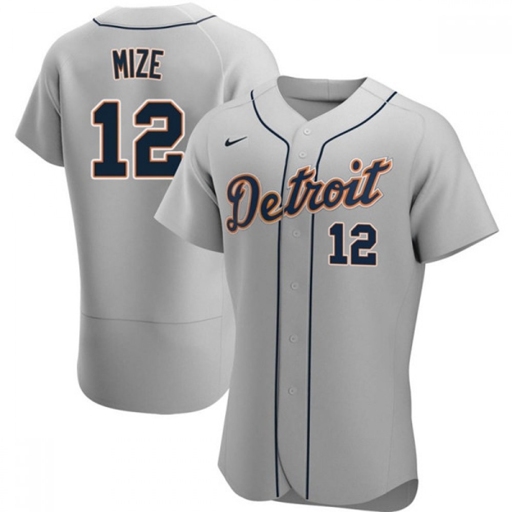 Men’s Detroit Tigers #12 Casey Mize Grey Flex Base Stitched Jersey
