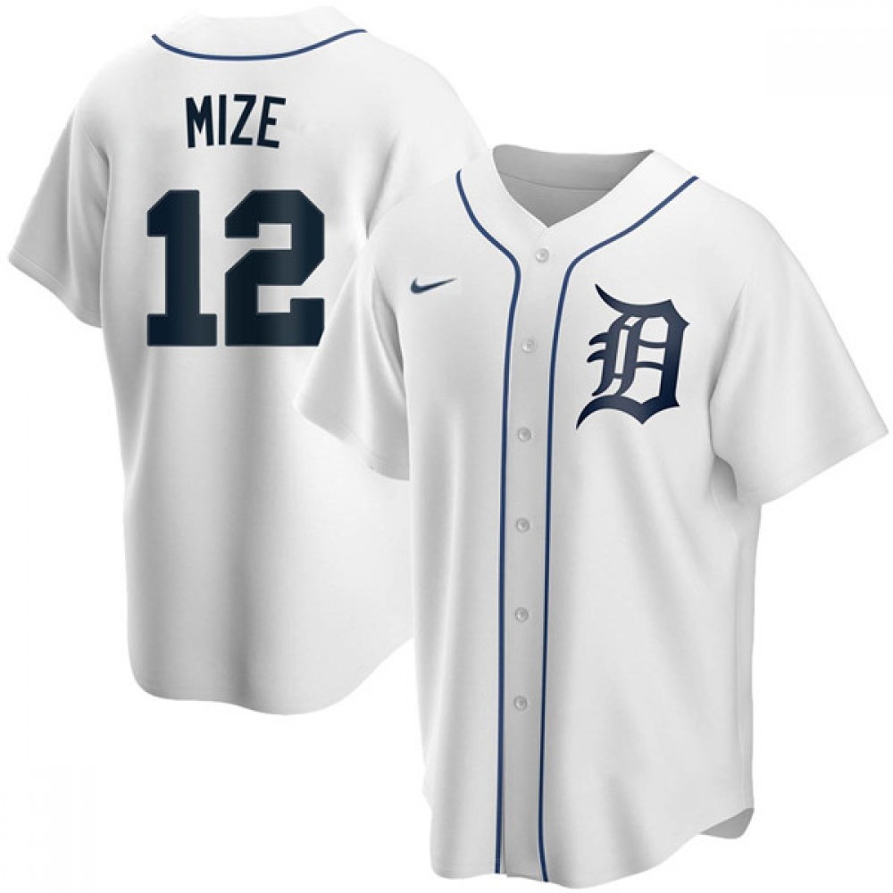Men’s Detroit Tigers #12 Casey Mize White Cool Base Stitched Jersey
