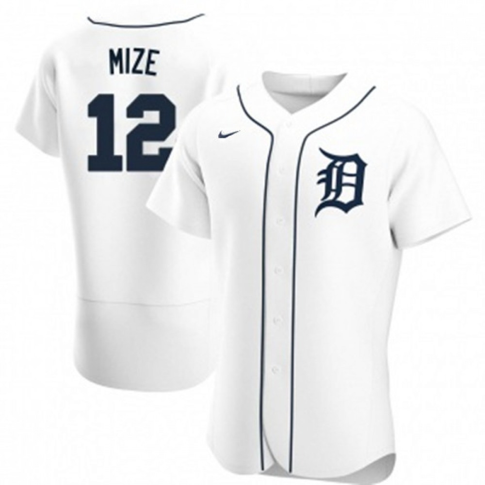 Men’s Detroit Tigers #12 Casey Mize White Flex Base Stitched Jersey